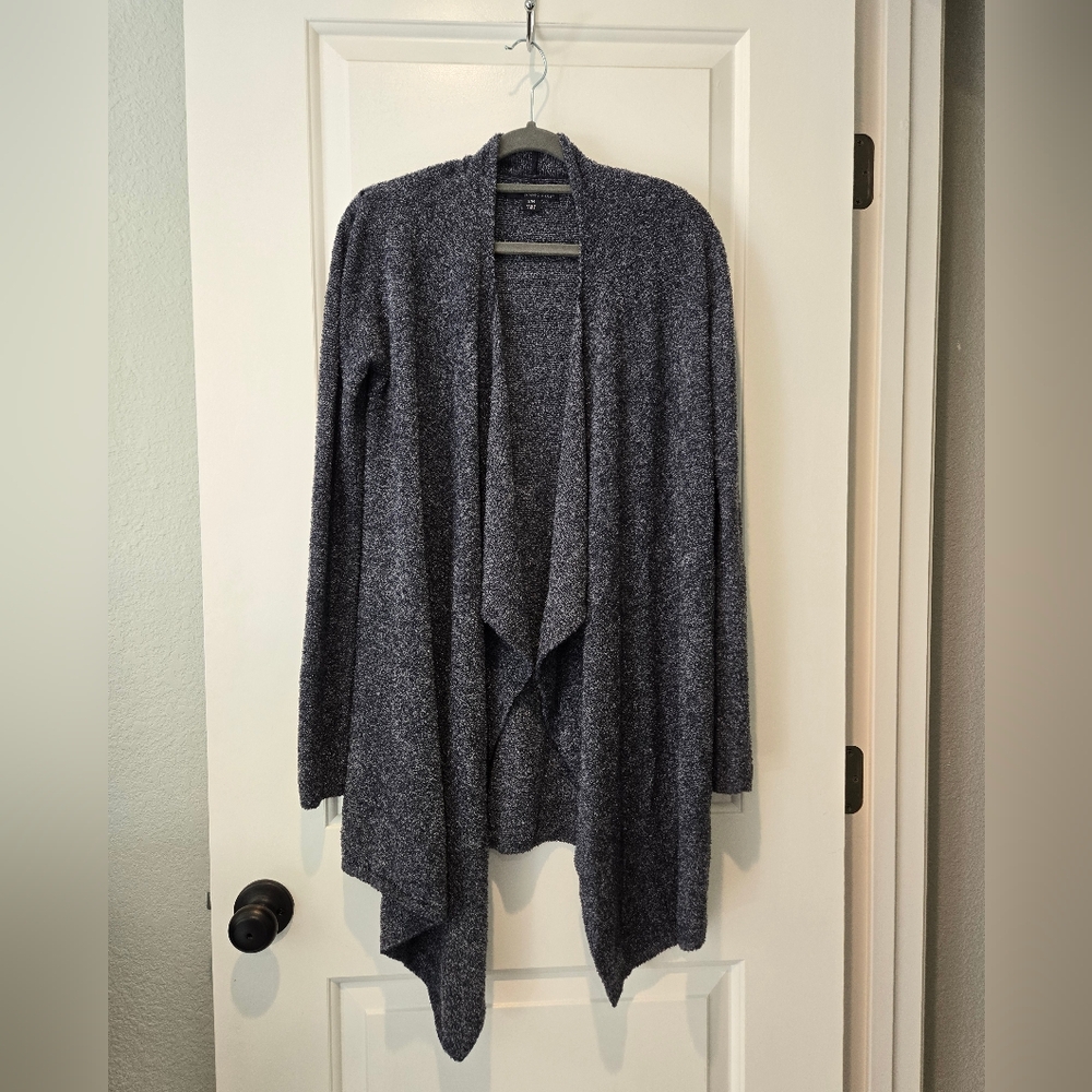 EUC- Barefoot Dreams Bamboo Chic Lite Navy & Grey Calypso Wrap Cardigan Size S/M - Picture 2 of 10